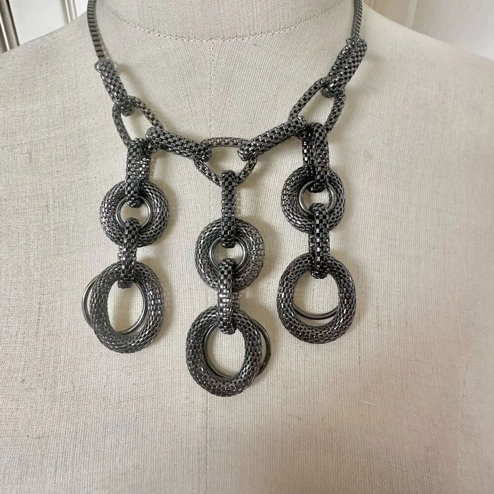 Talbots Black Mesh Link Necklace